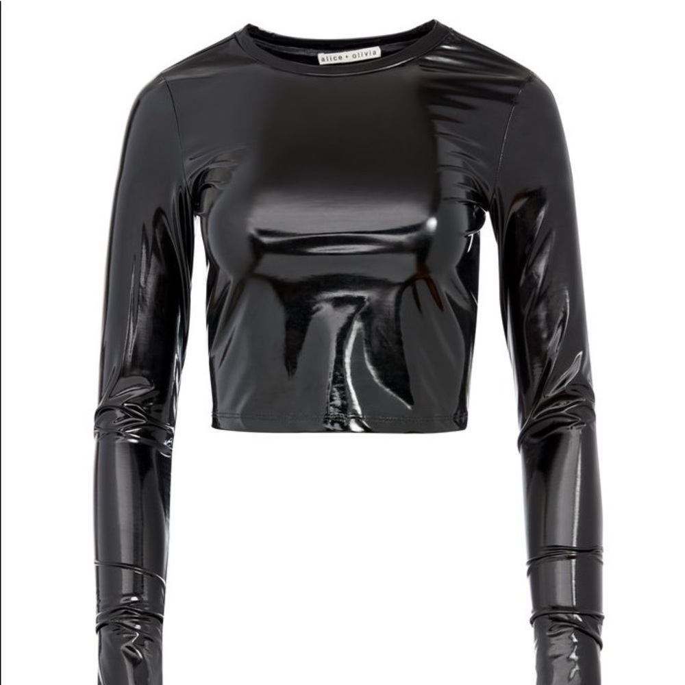 Alice & Olivia latex crop top